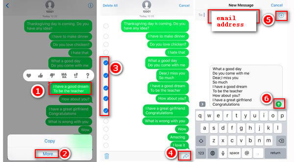 Utwórz kopię zapasową wiadomości tekstowych iPhone'a na e-mail