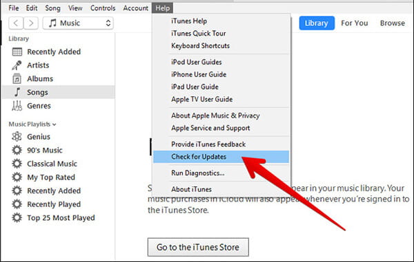 Kontroller for iTunes-opdatering