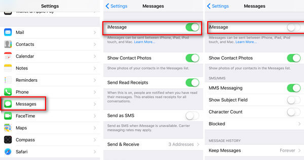 Inaktivera iMessage