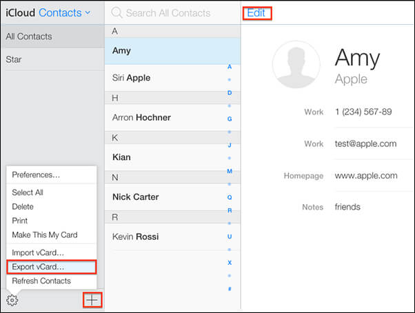 Download Contacts from iCloud