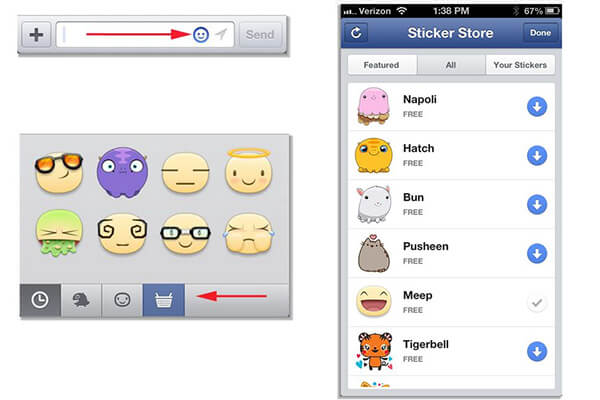 Download Facebook-klistermærker fra Sticker Store