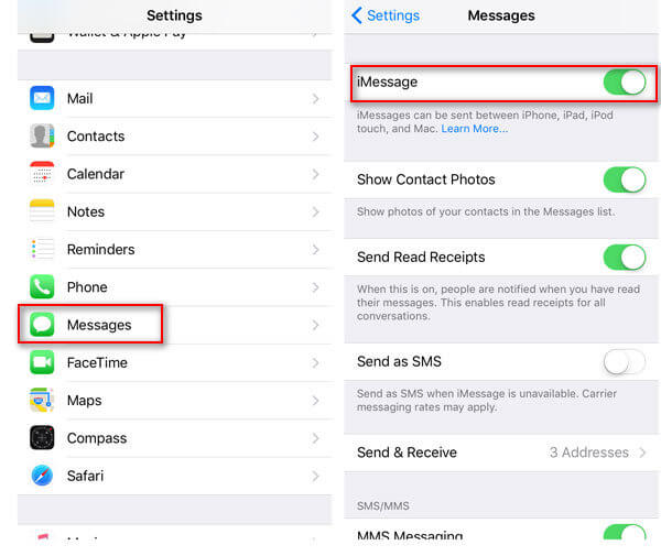 Το iPhone iMessages είναι ενεργοποιημένο