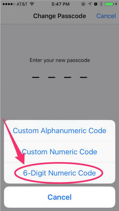 Inserisci il nuovo passcode per iPhone