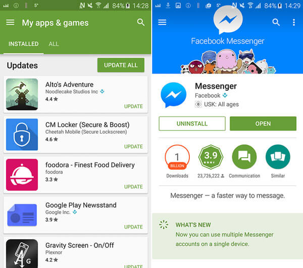 Facebook Messenger Aktualizace