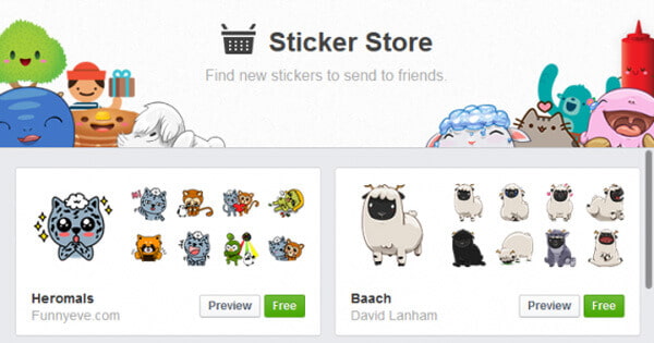 Free stickers shop for facebook messenger