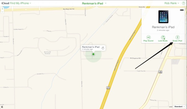 Törölje az iPad készüléket a Find My iPhone használatával