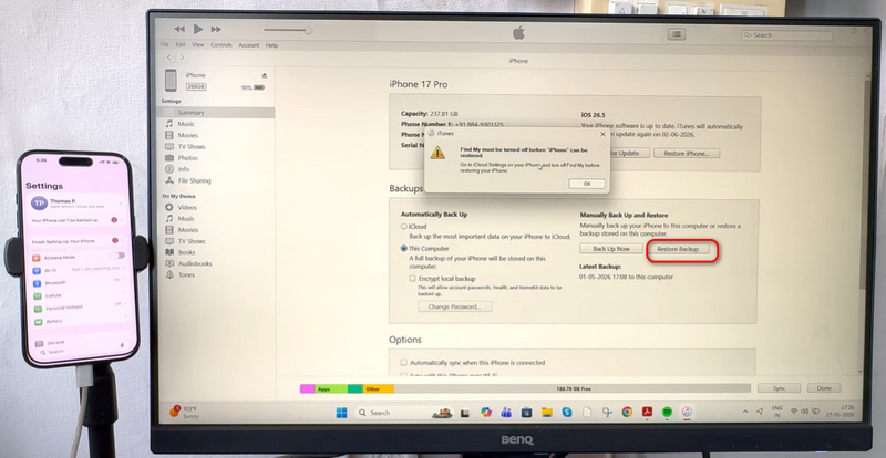 Восстановить календарь через резервную копию iTunes