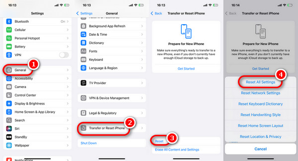 Reset All Settings on iphone