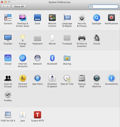 Mac iCloud in System Preference