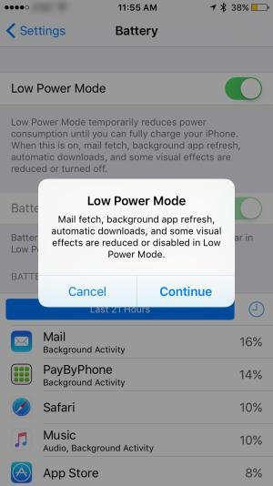iPhone low power mode
