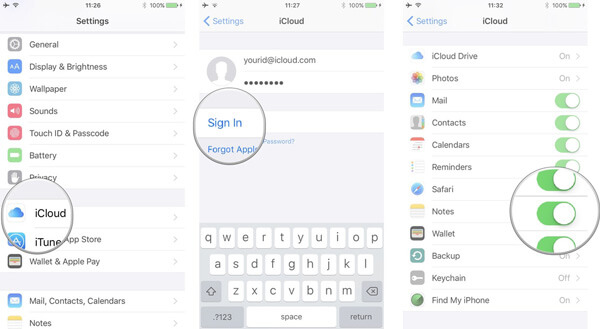 Sincronizza le note di iPhone con iCloud