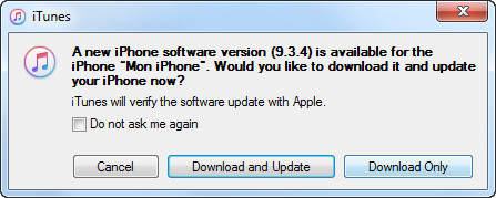 Aggiornamento software Messaggi iTunes per iPhone