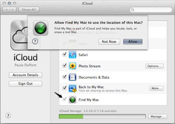 Отключить Find My Mac от Mac