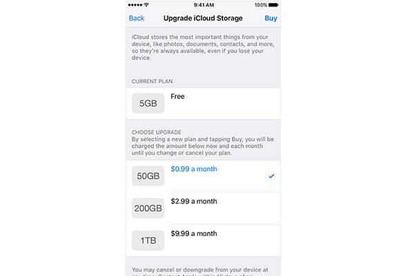 Purchase More iCloud Storage