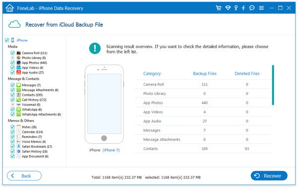 Scansiona il backup di iCloud