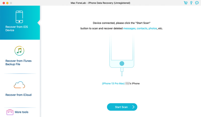 Connect iPhone-13 Pro MAX Start Scan Data