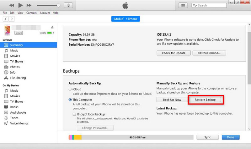 Itunes Restore Backup