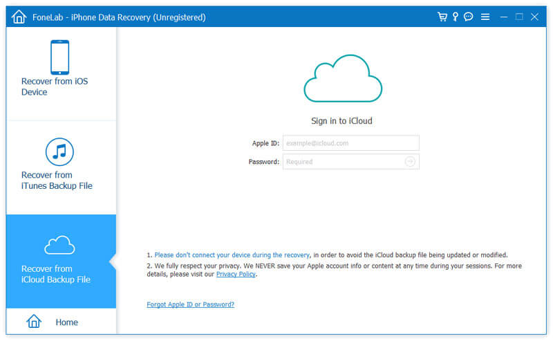 Gjenopprett fra iCloud Backup-fil