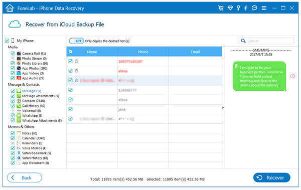 Recover SMS from iCloud