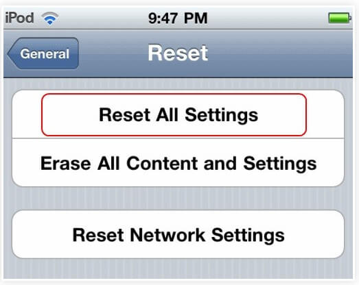 Reset iPod