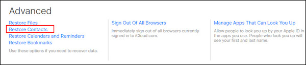 Restore Contacts iCloud