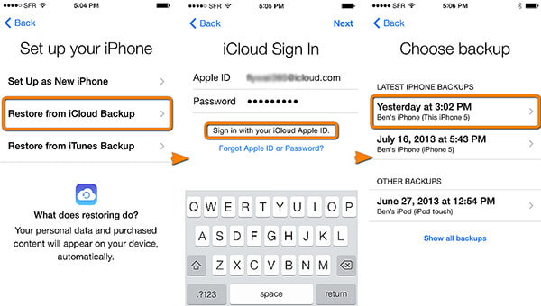 Restore from iCloud Backup