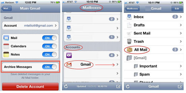 Hämta borttagna e-postmeddelanden från arkiverade