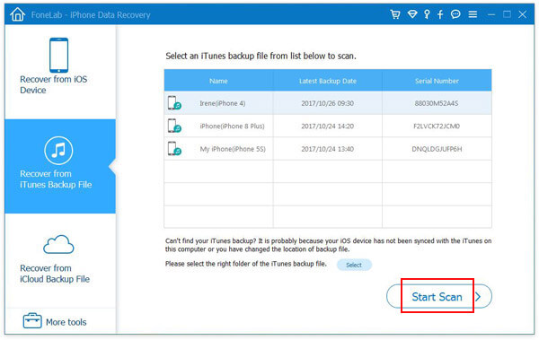 Scan iTunes Backup
