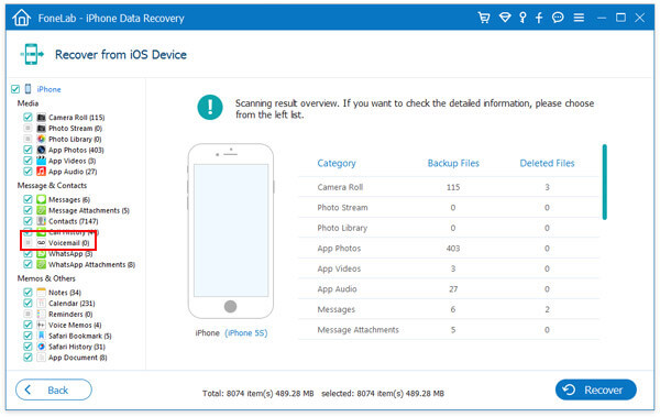 Scan de iPhone om verwijderde iPhone-voicemail te herstellen