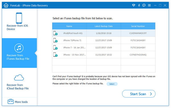 Välj iTunes Backup Files