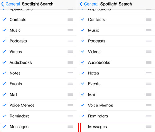 Odebrat vyhledávání zpráv Spotlight