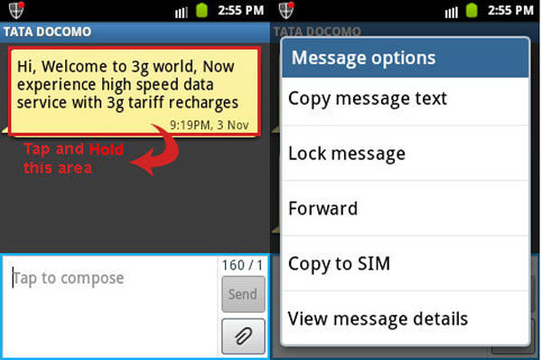 Předávání textových zpráv pro Android