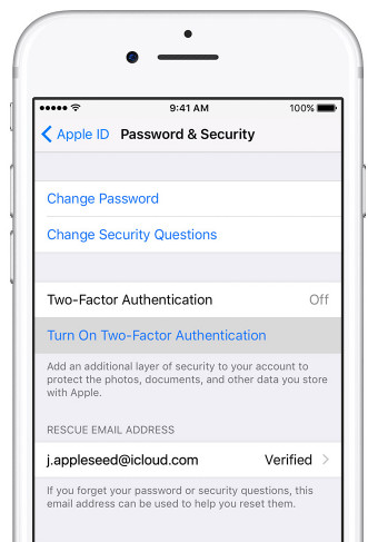 Включите двухфакторную аутентификацию на iPhone