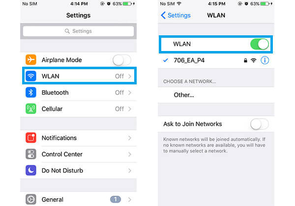 Make sure Wi-Fi Network Connection