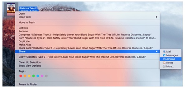 Az ePub fájlok átvitele Airdropba