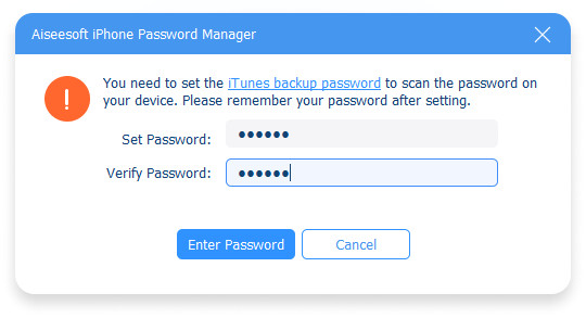 iTunes biztonsági mentési jelszó