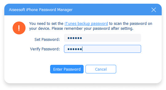 Password di backup di iTunes