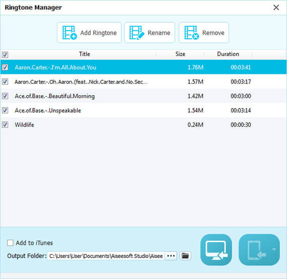 Manage ringtone 