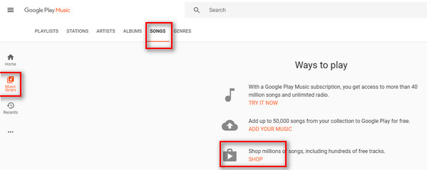 Handle musikk på Google Play