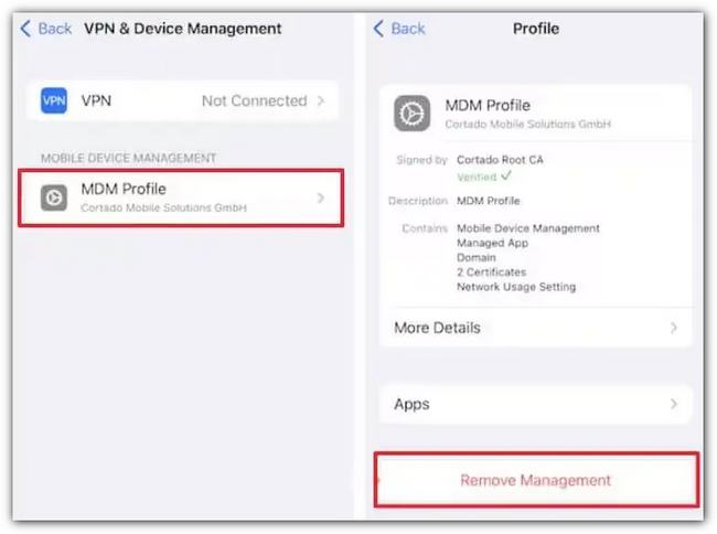 Remove Management in Settings
