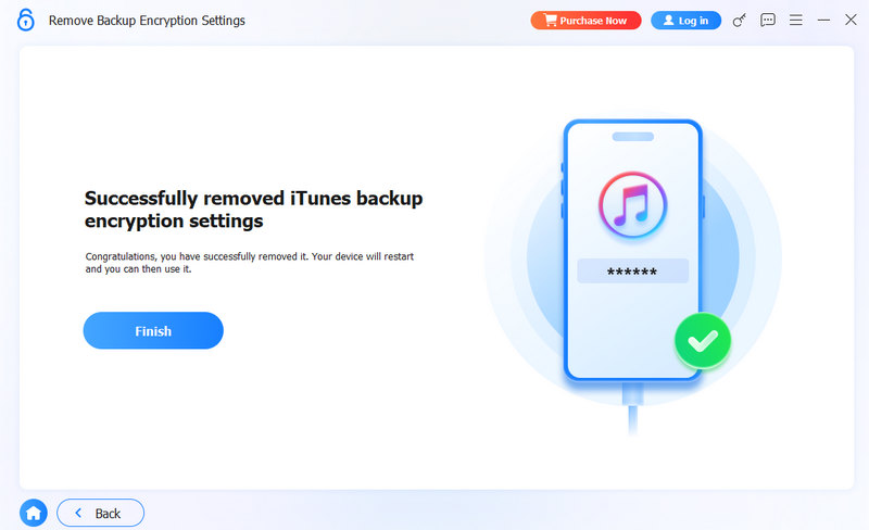 Removed Backup Encryptions Successfully
