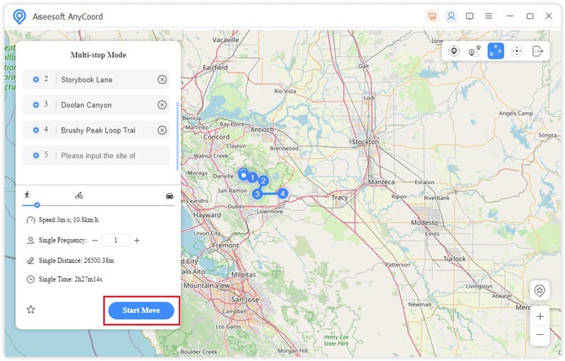 Переместить местоположение GPS