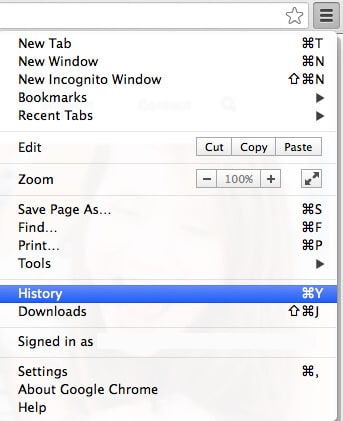 History Settings on Mac Chrome