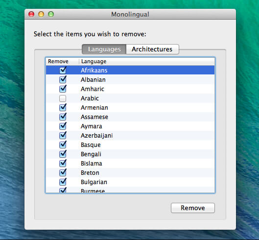 Remove Language Files with Monolingual on Mac
