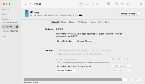 Резервное копирование iPhone на Mac