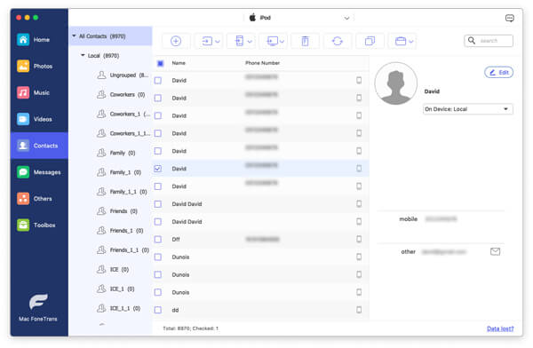 Edit iPod Contacts