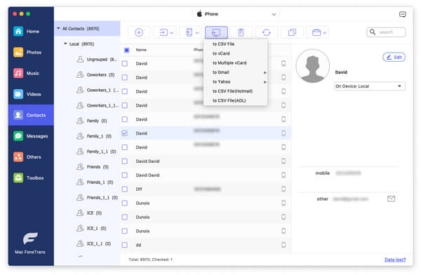 Import Contacts from iPhone to Mac