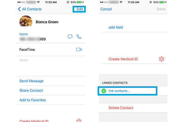 Linked Contacts on iPhone Contacts