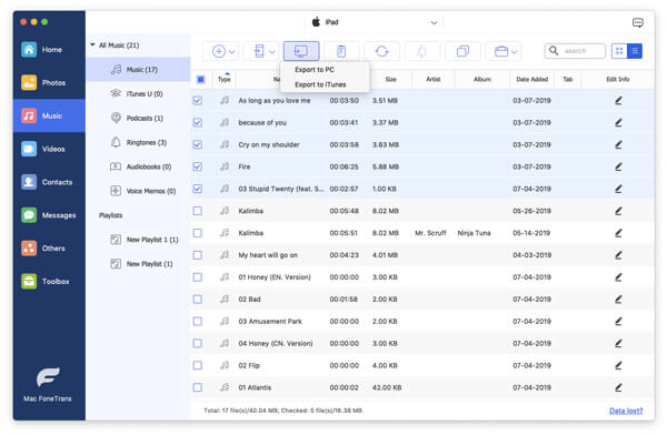 Overfør musik fra iPad til Mac
