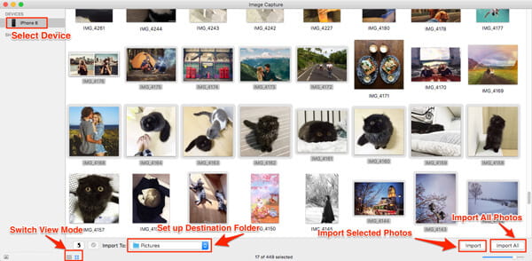 Importer bilder fra iPhone til Mac via Image Capture